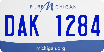 MI license plate DAK1284