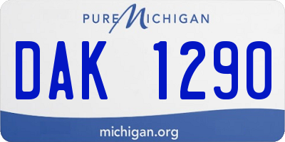 MI license plate DAK1290