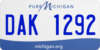 MI license plate DAK1292