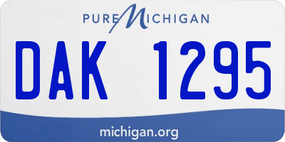 MI license plate DAK1295