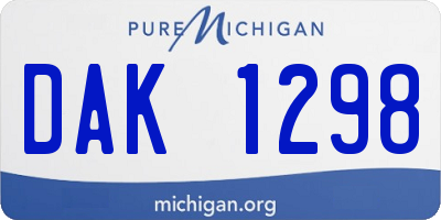 MI license plate DAK1298