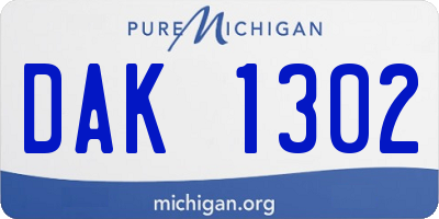 MI license plate DAK1302