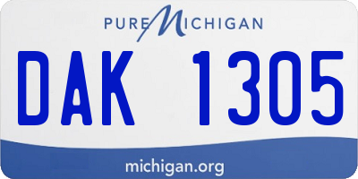 MI license plate DAK1305