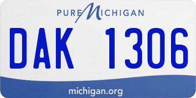 MI license plate DAK1306