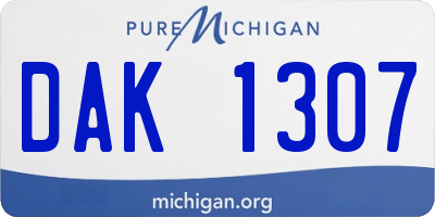 MI license plate DAK1307