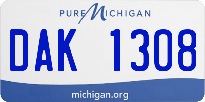 MI license plate DAK1308