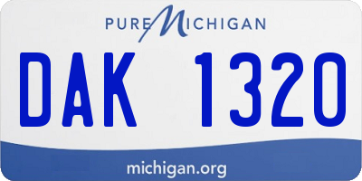 MI license plate DAK1320