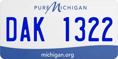 MI license plate DAK1322