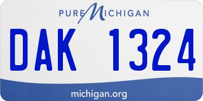 MI license plate DAK1324