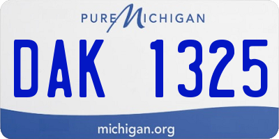 MI license plate DAK1325