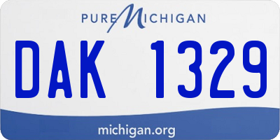 MI license plate DAK1329