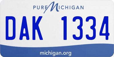 MI license plate DAK1334