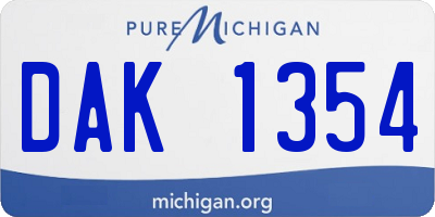 MI license plate DAK1354