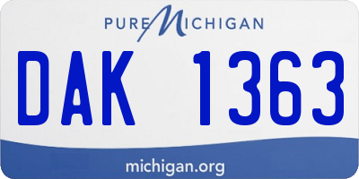 MI license plate DAK1363