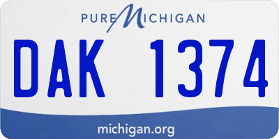 MI license plate DAK1374
