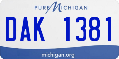 MI license plate DAK1381