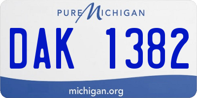 MI license plate DAK1382