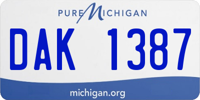 MI license plate DAK1387