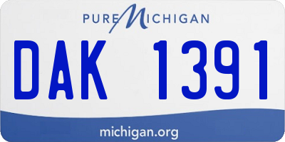 MI license plate DAK1391