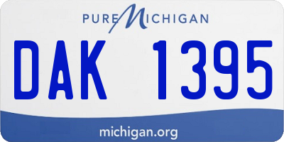 MI license plate DAK1395