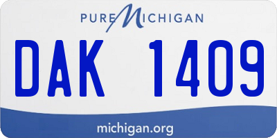 MI license plate DAK1409