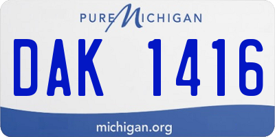 MI license plate DAK1416