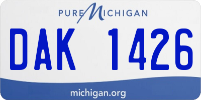MI license plate DAK1426