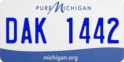 MI license plate DAK1442