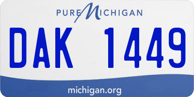 MI license plate DAK1449