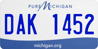 MI license plate DAK1452