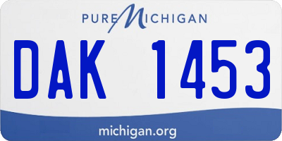 MI license plate DAK1453