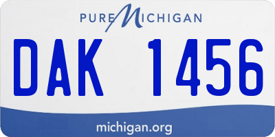 MI license plate DAK1456