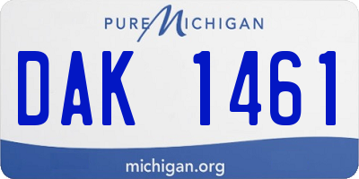 MI license plate DAK1461