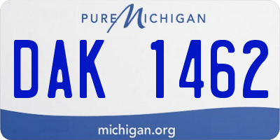 MI license plate DAK1462