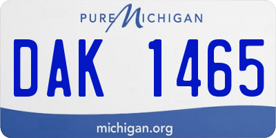 MI license plate DAK1465