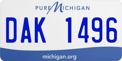 MI license plate DAK1496