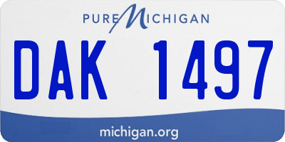 MI license plate DAK1497