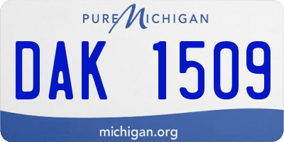 MI license plate DAK1509