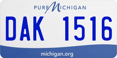 MI license plate DAK1516