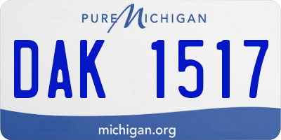 MI license plate DAK1517