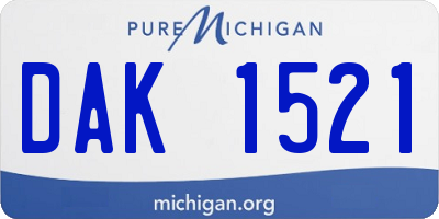 MI license plate DAK1521
