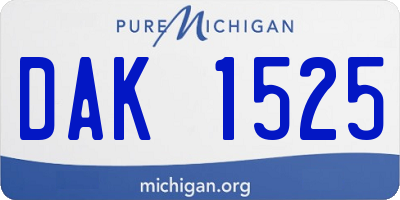 MI license plate DAK1525