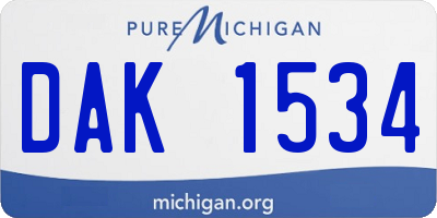 MI license plate DAK1534