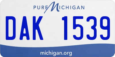 MI license plate DAK1539