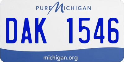 MI license plate DAK1546