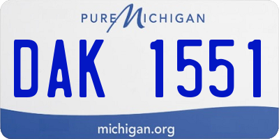 MI license plate DAK1551