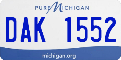 MI license plate DAK1552