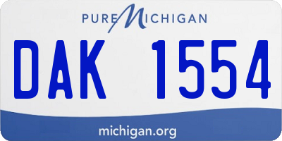 MI license plate DAK1554