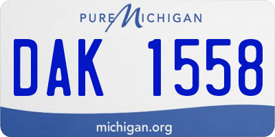 MI license plate DAK1558