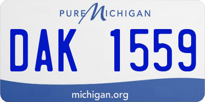 MI license plate DAK1559